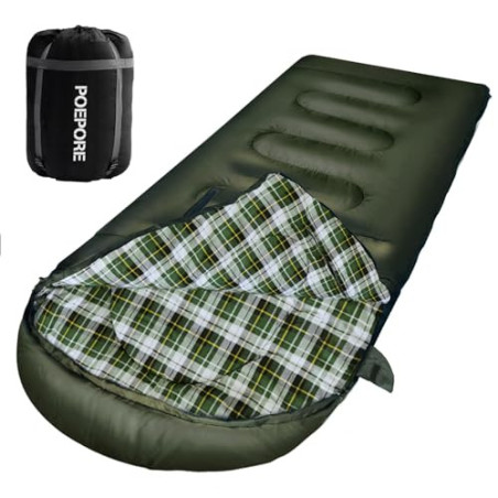 POEPORE Schlafsack Outdoor für Erwachsene 3-4 Jahreszeiten Flanell Schlafsäcke Deckenschlafsack Warmer mit Reißverschluss für