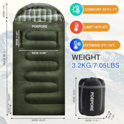 POEPORE Schlafsack Outdoor für Erwachsene 3-4 Jahreszeiten Flanell Schlafsäcke Deckenschlafsack Warmer mit Reißverschluss für