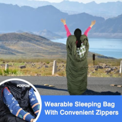 POEPORE Schlafsack Outdoor für Erwachsene 3-4 Jahreszeiten Flanell Schlafsäcke Deckenschlafsack Warmer mit Reißverschluss für