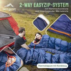 zeitgeist OUTDOOR Schlafsack 3 Jahreszeiten Erwachsene 210x81cm [Stretch] Wasserabweisender Mumienschlafsack Leicht 10°C Komf
