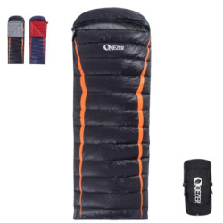 QEZER Daunenschlafsack Ultraleicht Schalfack mit Premium Daunen 8C° bis -3C° für Camping Wandern und Trekking Outdoor 3 Jahre