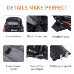 QEZER Daunenschlafsack Ultraleicht Schalfack mit Premium Daunen 8C° bis -3C° für Camping Wandern und Trekking Outdoor 3 Jahre