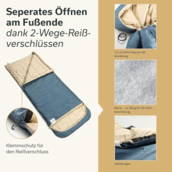 Skandika Schlafsack Oppdal| Deckenschlafsack für Erwachsene, 3 Jahreszeiten, Kompakt, leicht, rechteckig | bis 7 °C, 230 × 90