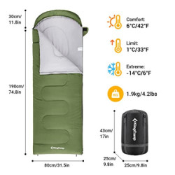 KingCamp - Winterschlafsack Outdoor Warm Tragbar Leicht 3-4 Jahreszeiten Schlafsack für Kinder und Erwachsene Camping Wandern