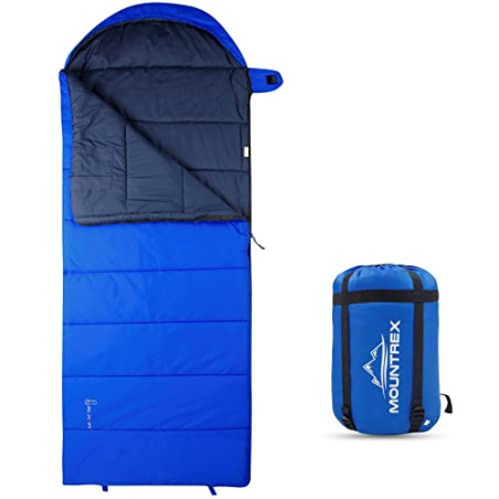 MOUNTREX® Schlafsack für Camping & Outdoor -5°C / 10°C - Deckenschlafsack  205 x 75cm  - 3 Jahreszeiten - Leicht & Warm  1.6 