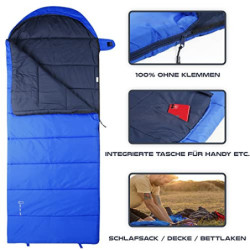 MOUNTREX® Schlafsack für Camping & Outdoor -5°C / 10°C - Deckenschlafsack  205 x 75cm  - 3 Jahreszeiten - Leicht & Warm  1.6 