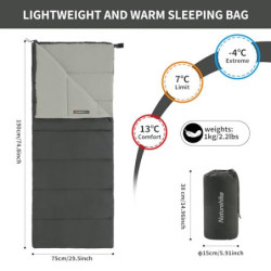 Naturehike Umschlagschlafsack, Leichter und Kompakter Wasserdichter 3-Jahreszeiten-Schlafsack, Maschinenwaschbarer und Spleiß