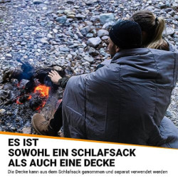 Kingcamp Flanellschlafsack Outdoor Winter, [Schlafsack mit abnehmbare Decke], 3-in-1 Schlafsäcke, XXL Schlafsack Baumwolle Wa