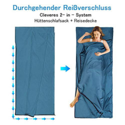 WILLNORN 2in1 Hüttenschlafsack Baumwolle aus Mikrofaser, Schlafsack mit durchgängigem Reißverschluss, Leichter Komfort hütten