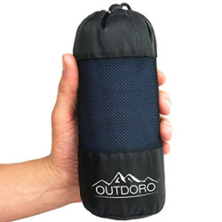 Outdoro Hüttenschlafsack, Ultra-Leichter Reise-Schlafsack - nur 350 g aus Reiner Baumwolle mit Kissen-Fach - dünn & klein - I