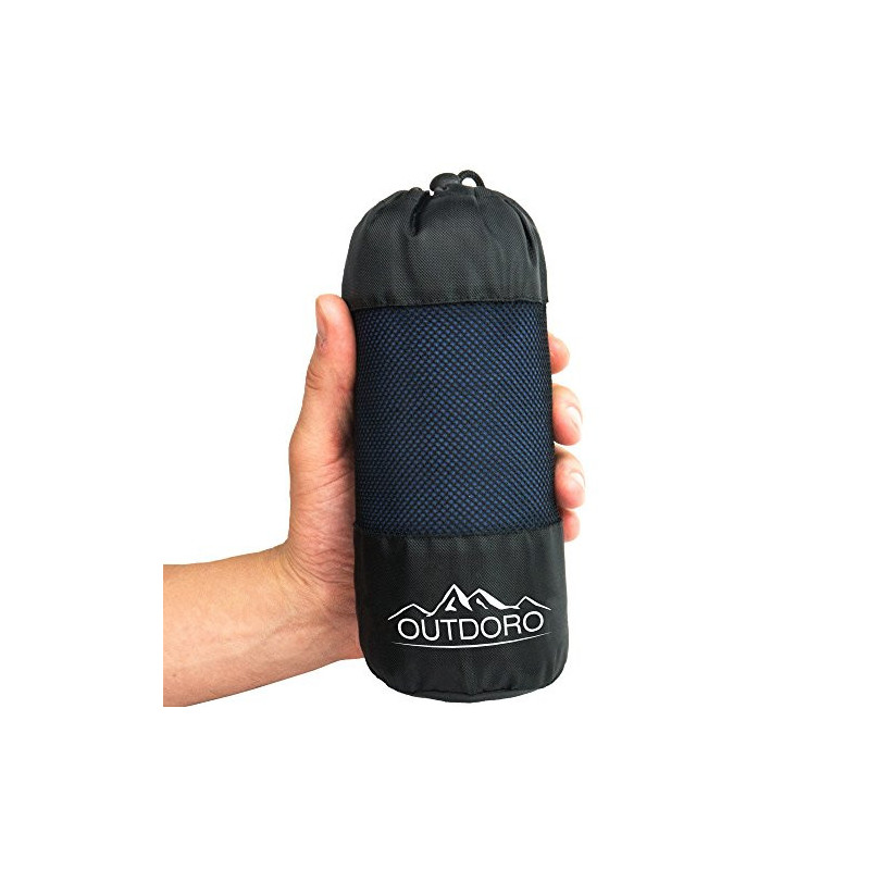 Outdoro Hüttenschlafsack, Ultra-Leichter Reise-Schlafsack - nur 350 g aus Reiner Baumwolle mit Kissen-Fach - dünn & klein - I Outdoro Hüttenschlafsack, Ultra-Leichter Reise-Schlafsack - nur 350 g aus Reiner Baumwolle mit Kissen-Fach - dünn & klein - I