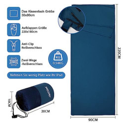 JAICOM Hüttenschlafsack, Ultraleichter Seideschlafsack für Reise, 2in1 Hüttenschlafsack, Bequemer und Weicher Schlafsack klei