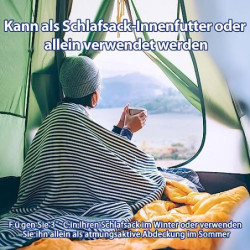 JAICOM Hüttenschlafsack, Ultraleichter Seideschlafsack für Reise, 2in1 Hüttenschlafsack, Bequemer und Weicher Schlafsack klei