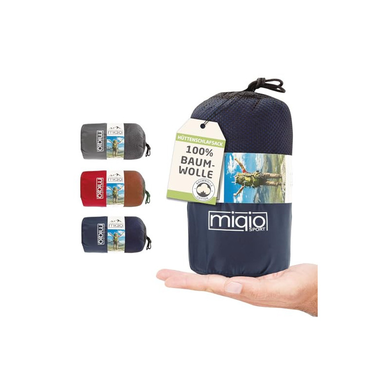 Miqio® 2in1 Baumwoll-Hüttenschlafsack mit durchgängigem Reißverschluss Koppelbar : Leichter Komfort Reiseschlafsack und XL R Miqio® 2in1 Baumwoll-Hüttenschlafsack mit durchgängigem Reißverschluss Koppelbar : Leichter Komfort Reiseschlafsack und XL R