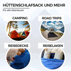 Miqio® 2in1 Baumwoll-Hüttenschlafsack mit durchgängigem Reißverschluss  Koppelbar : Leichter Komfort Reiseschlafsack und XL R