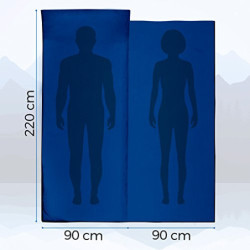 Miqio® 2in1 Baumwoll-Hüttenschlafsack mit durchgängigem Reißverschluss  Koppelbar : Leichter Komfort Reiseschlafsack und XL R