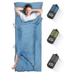 LSTRAGY Hüttenschlafsack, Upgegradeter Hüttenschlafsack mit durchgehendem und Fußreißverschluss, 2in1 Hüttenschlafsack aus Mi