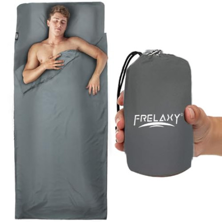 Frelaxy Hüttenschlafsack, XL Ultraleicht Reiseschlafsack mit Kissen-Fach, Dünner Komfort Sommerschlafsack mit durchgängigem R