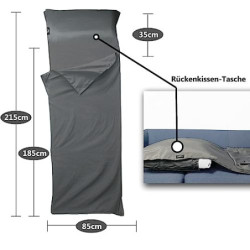 Frelaxy Hüttenschlafsack, XL Ultraleicht Reiseschlafsack mit Kissen-Fach, Dünner Komfort Sommerschlafsack mit durchgängigem R
