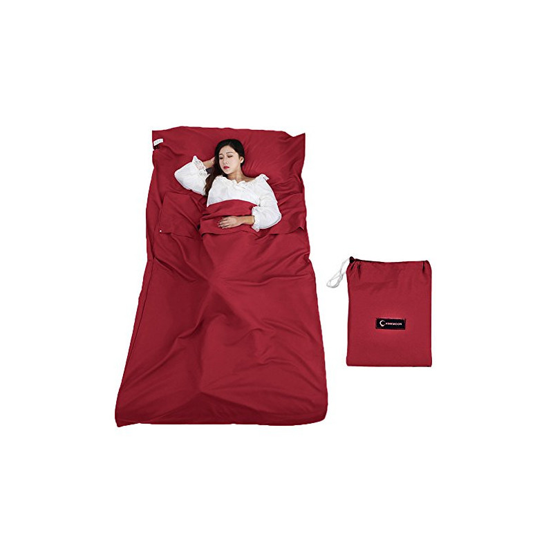 Queta Hüttenschlafsack Schlafsack Reiseschlafsack mit Tragetasche Ideal für Innen Hostels Berghütten Jugendherbergen Camping 