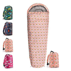 meteor Premium Kinder-Schlafsack mit Rucksack Ultraleicht Kinder Hüttenschlafsack Komfortbel Jugendliche Camping Deckenschlaf