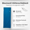 NORDKAMM® Hüttenschlafsack aus Baumwolle Ultraleicht  360 g , waschbares Schlafsack Inlett  210 x 80 cm , Hüttenschlafsack le