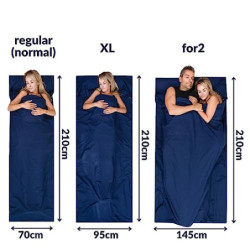 Silkrafox Cotton XL extra großer Hüttenschlafsack Baumwolle mit Reißverschluss und Kissen Fach Leichter Sommer Schlafsack Inl
