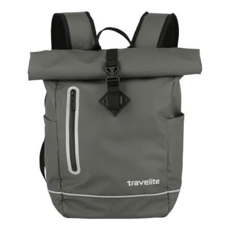 Travelite Rolltop Rucksack wasserfest, Fahrradrucksack, Freizeitrucksack mit Rolltop Verschluss & Reflektoren, BASICS, 48 cm,