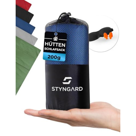 STYNGARD 2in1 Hüttenschlafsack Ultraleicht aus Mikrofaser [200g] - Ultraleichter Schlafsack kleines Packmaß - Dünner Schlafsa