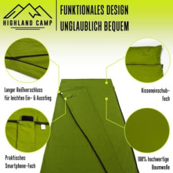 Highland Camp Hüttenschlafsack  grün 