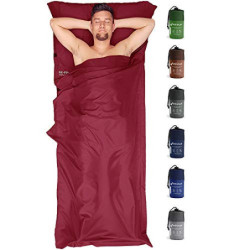 Fit-Flip Hüttenschlafsack Ultraleicht, Mikrofaser Schlafsack Inlay mit extra Kissenfach, Inlett Schlafsack seidig weich, Reis