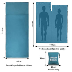 Hüttenschlafsack Baumwolle Leichtgewicht,560g Dünnes Schlafsack Inlett Baumwolle  100% ,Reiseschlafsack kleines Packmaß und w