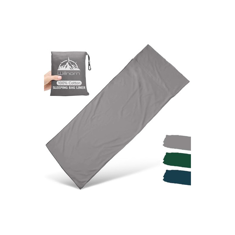 WILLNORN Hüttenschlafsack 100% Baumwolle - Klein und Dünn Travel Sheet, XL 220 x 95 cm - Atmungsaktiv & Kompakt - Reiseschlaf WILLNORN Hüttenschlafsack 100% Baumwolle - Klein und Dünn Travel Sheet, XL 220 x 95 cm - Atmungsaktiv & Kompakt - Reiseschlaf