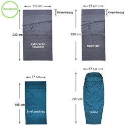 BROWINT Seidenschlafsack, Hüttenschlafsack aus 100% Naturseide, Extrabreite 220x110cm, 220x87cm, 185x87cm, Schlafsack Inlett,