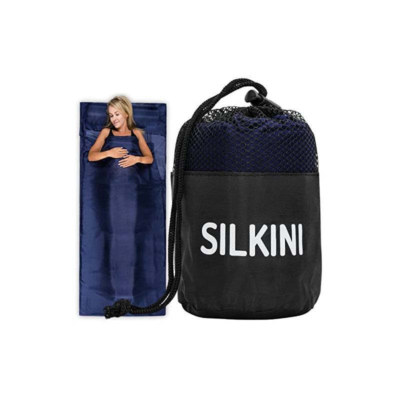 Silkini Compact Seidenschlafsack aus 100% Seide, Hüttenschlafsack Ultraleicht, Schlafsack Inlett, Inlay, Sommerschlafsack, In