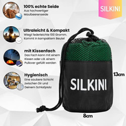 Silkini Compact Seidenschlafsack aus 100% Seide, Hüttenschlafsack Ultraleicht, Schlafsack Inlett, Inlay, Sommerschlafsack, In