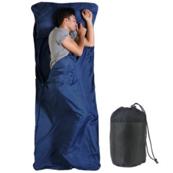 Hüttenschlafsack,Ultraleichter Reiseschlafsack aus Mikrofaser,Sommer Schlafsack Mit Reißverschluss und Kissenfach,Atmungsakti