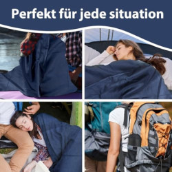 Hüttenschlafsack,Ultraleichter Reiseschlafsack aus Mikrofaser,Sommer Schlafsack Mit Reißverschluss und Kissenfach,Atmungsakti