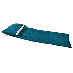 Marycrafts Seidenschlafsack Aus 100% Naturseide, Hüttenschlafsack Inlett Sommerschlafsack Aus Echter Seide 210 x 84 cm  Blau 