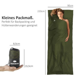 Maraboha Hüttenschlafsack - Leicht, weiche Mikrofaser, Kissenfach - Top-Marke für Reisende & Backpacker