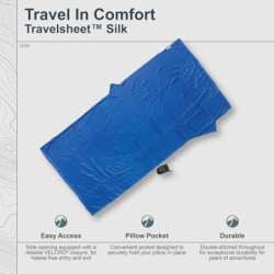Cocoon Hüttenschlafsack aus Seide, Dunkelblau, 94"x46"