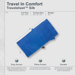 Cocoon Hüttenschlafsack aus Seide, Dunkelblau, 94"x46"