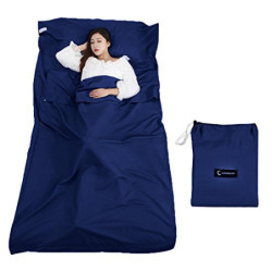 Queta Hüttenschlafsack Schlafsack Reiseschlafsack mit Tragetasche Ideal für Innen Hostels Berghütten Jugendherbergen Camping 