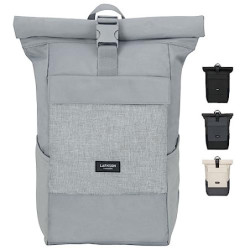 LARKSON Rucksack Herren & Damen Grau - No 4 - Rolltop Backpack mit Laptopfach für Uni, Arbeit & Fahrrad - Großer Reiserucksac