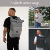 LARKSON Rucksack Herren & Damen Grau - No 4 - Rolltop Backpack mit Laptopfach für Uni, Arbeit & Fahrrad - Großer Reiserucksac
