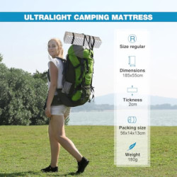 campMax Outdoor Thermomatte 18mm dick, 185 x 55cm geschlossenzellige Schaumstoff-Isomatte Faltbare, ultraleichte Akkordeon-Sc