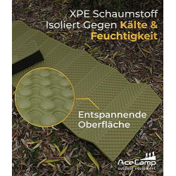 AceCamp® Faltbare Thermomatte Isomatte Outdoor Camping Ultraleicht [186x56cm - Grün] - Wasserdicht leicht & kompakt - Faltbar