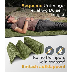 AceCamp® Faltbare Thermomatte Isomatte Outdoor Camping Ultraleicht [186x56cm - Grün] - Wasserdicht leicht & kompakt - Faltbar