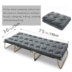 Jamdok Camping Matratze  190 x 75 cm ,Cotton Mat für Camp Bett, Gesteppte Liegematten für Camping, Schlafmatte, Roll-up und F
