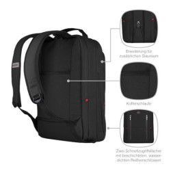 WENGER CityUpgrade Laptop-Rucksack mit Umhängetasche, Kompakt, Notebook bis 16 Zoll, Tablet bis 12 Zoll, 15 l, Damen Herren, 